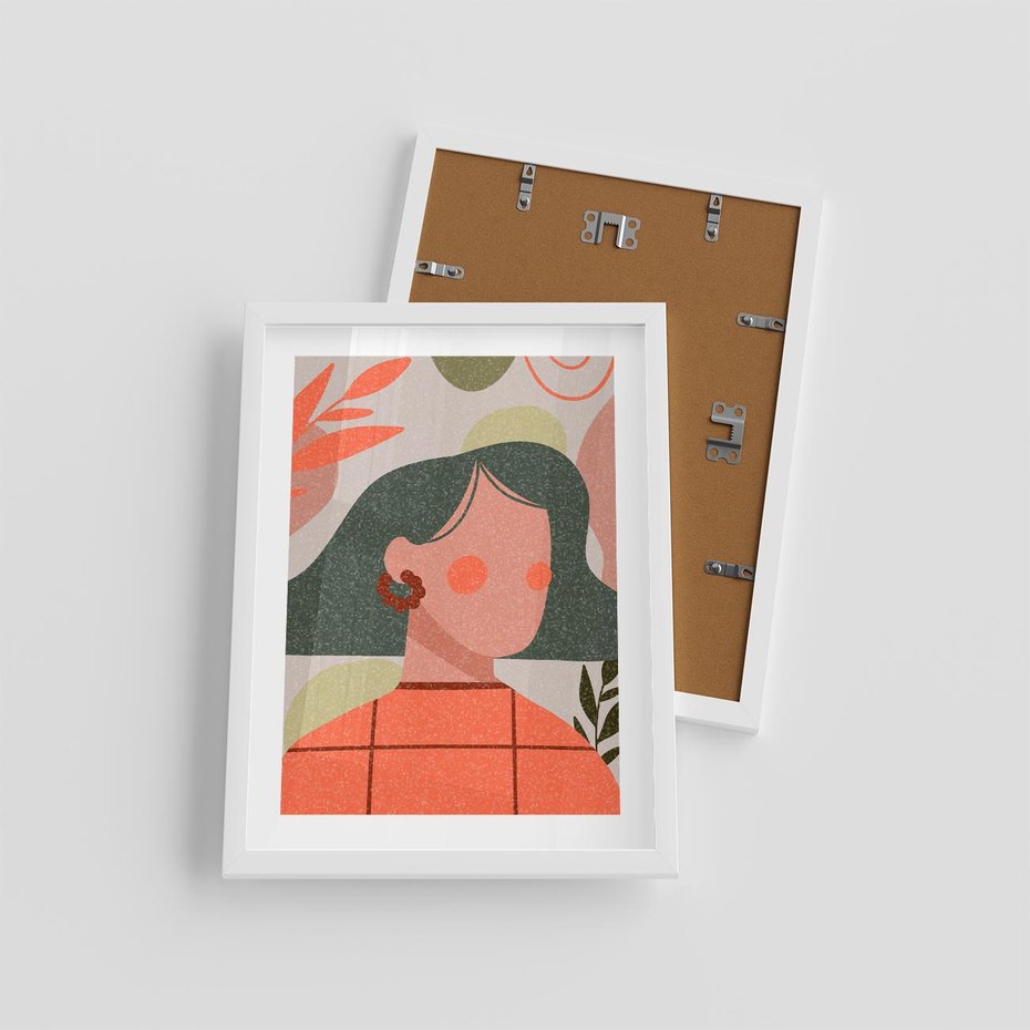 Plakat w ramie 30x40 - Kobiecy Portret Duszy - nowoczesny plakat, styl retro - rama biała