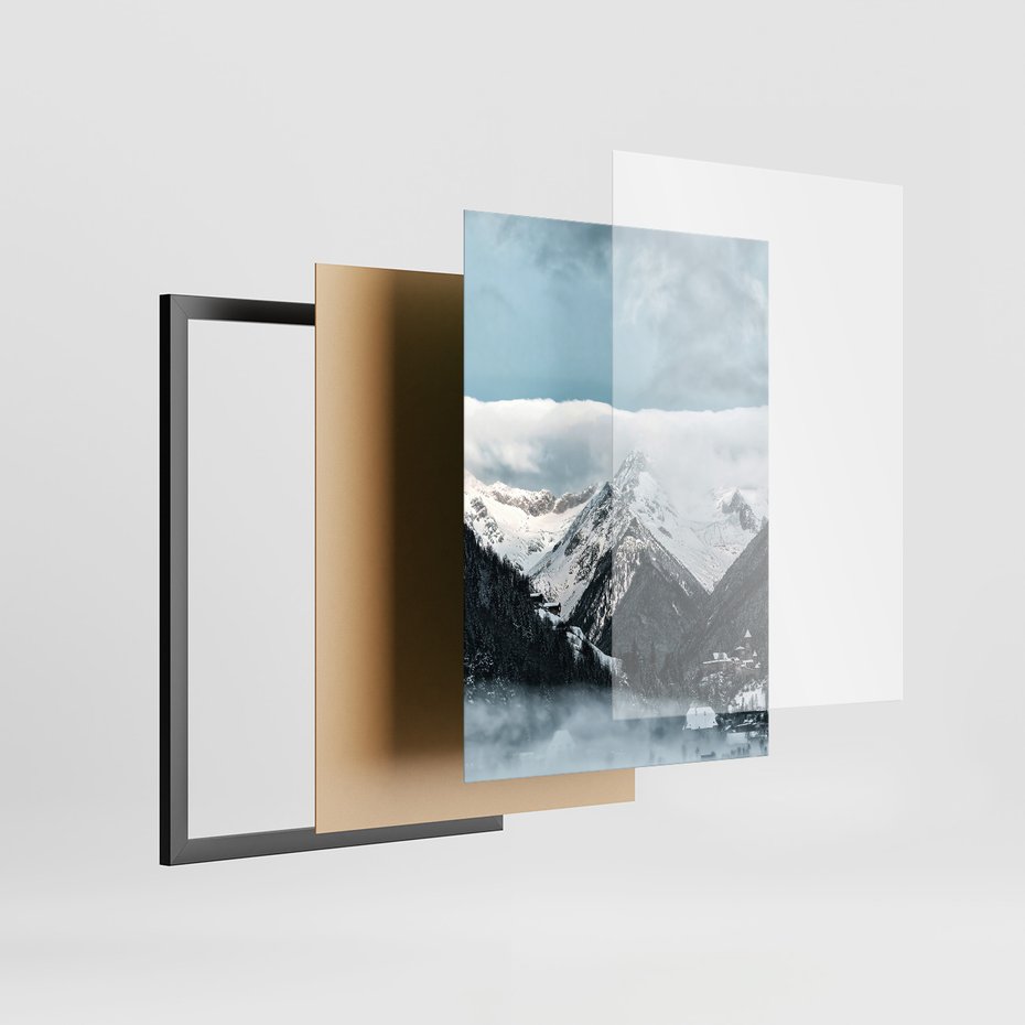 Zestaw obrazy w ramie 30x40 galeria - Górski, pejzaż, zima - rama czarna