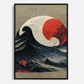 Obraz w ramie 70x100 - Requiem dla marzeń - sztuka japońska, fale oceanu - rama czarna