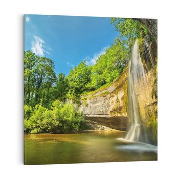 Obraz na płótnie 50x50 - Wodospad: Skały w ruchu - wodospad, las