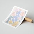Plakat bez ramy 30x40 - Minimalistycznie i Pastelowo - pastelowe kwiaty, na beżowym tle