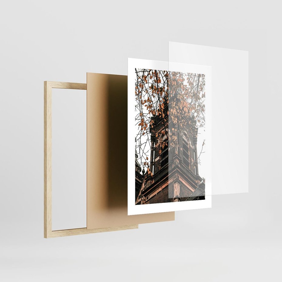 Plakat w ramie 30x40 - Jesienna Wieża w Liściach - architektura, wieża - rama drewno