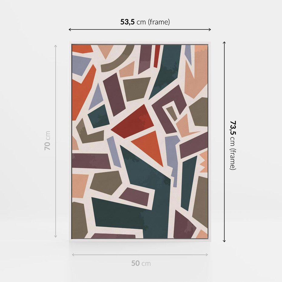 Obraz w ramie 50x70 - Modernistyczna Transcendencja - geometryczne kształty, mozaika - rama biała