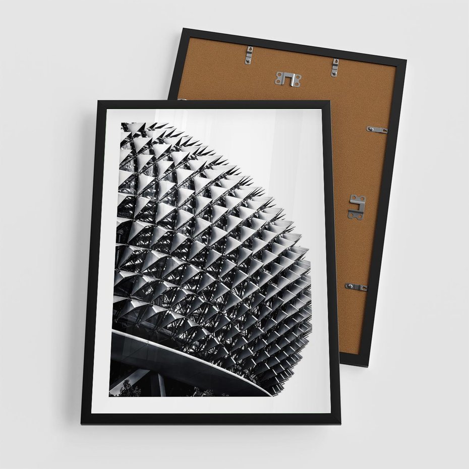 Plakat w ramie 50x70 - Nowoczesność w Czerni i Bieli: Architektoniczna Piękność - nowoczesna architektura, black and white - rama czarna