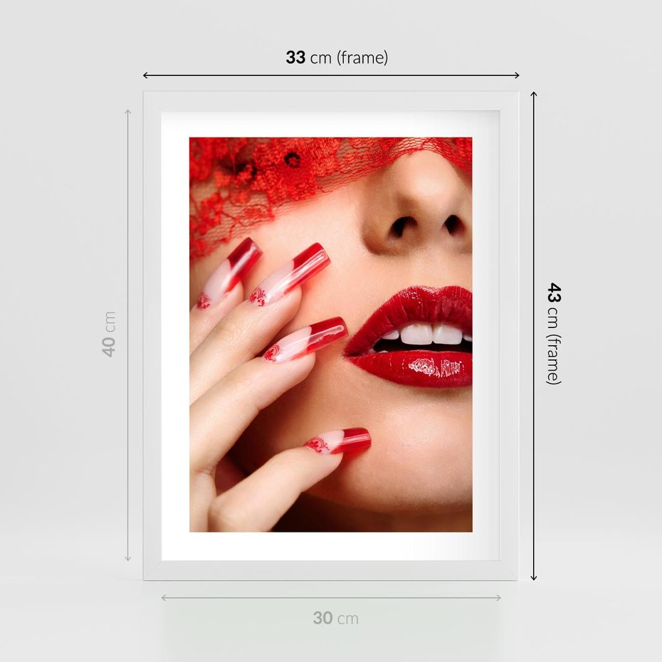 Plakat w ramie 30x40 - Piękno manicure: kolory i elegancja - paznokcie, manicure - rama biała