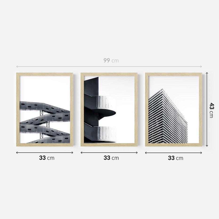 Zestaw obrazy w ramie 30x40 galeria - Nowoczesne, architektura, city - rama drewno