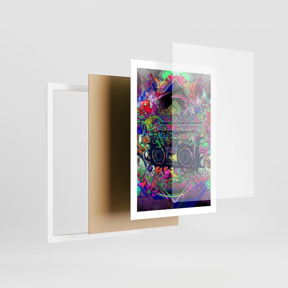 Plakat w ramie 50x70 - Harmonia Muzyki - grafika, muzyka - rama biała