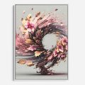 Obraz w ramie 80x120 - Kwiatowy Wir - nowoczesna grafika komputerowa, wir z kwiatów - rama biała