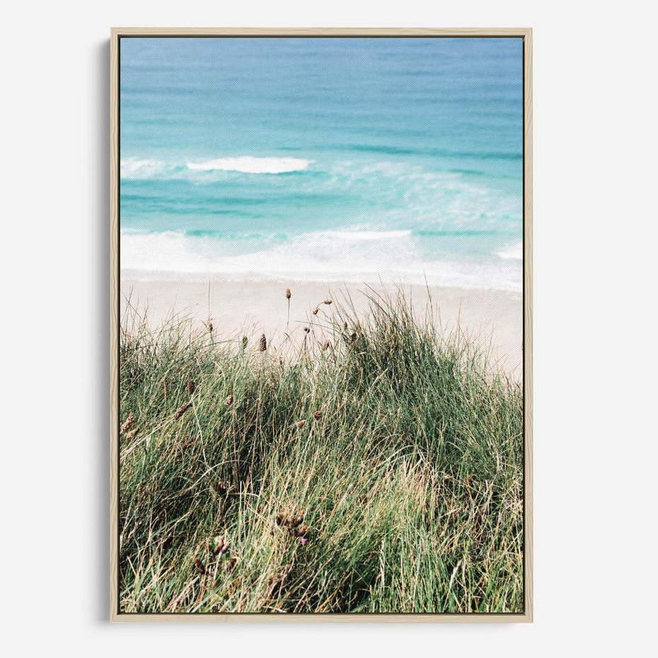Obraz w ramie 50x70 - Harmonia Natury - widok z wydm, wydmy porośnięte trawami - rama drewno