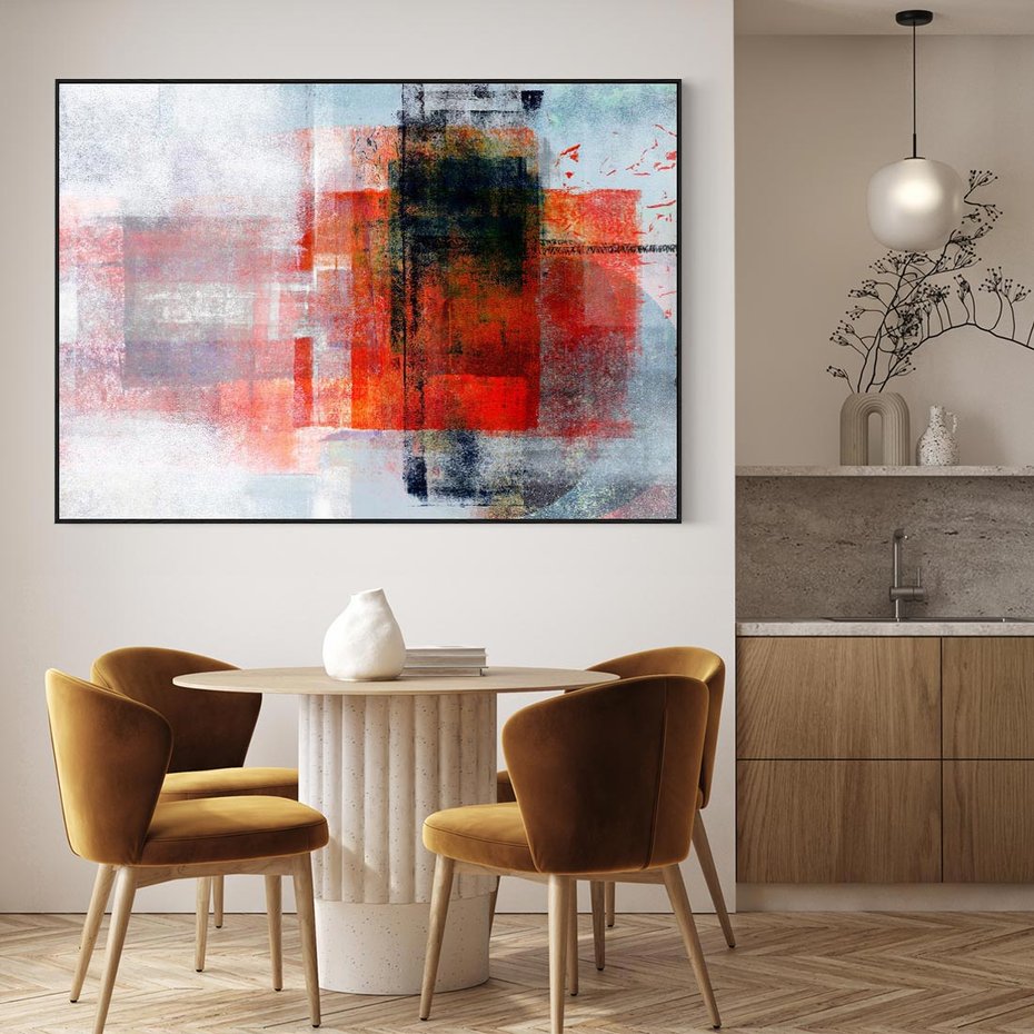 Obraz w ramie 100x70 - Burza Emocji - wyrazista abstrakcyjna sztuka, dramatyzm - rama czarna