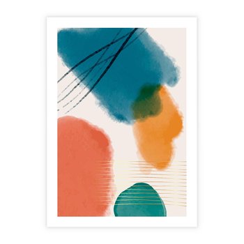 Plakat bez ramy 21x30 - Migotliwe Pochwycenia - abstrakcyjne kolorowe plamy, akwarela