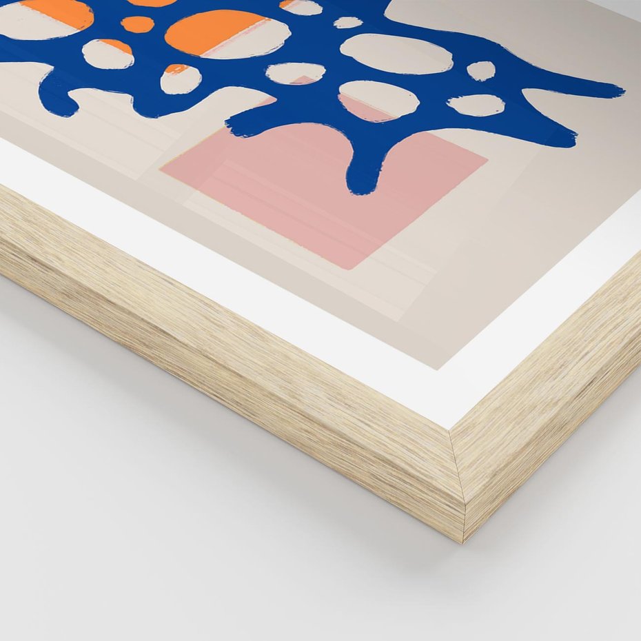 Plakat w ramie 40x50 - Migotliwe Nastroje - abstrakcyjna niebieska forma, dziwne kształty - rama drewno