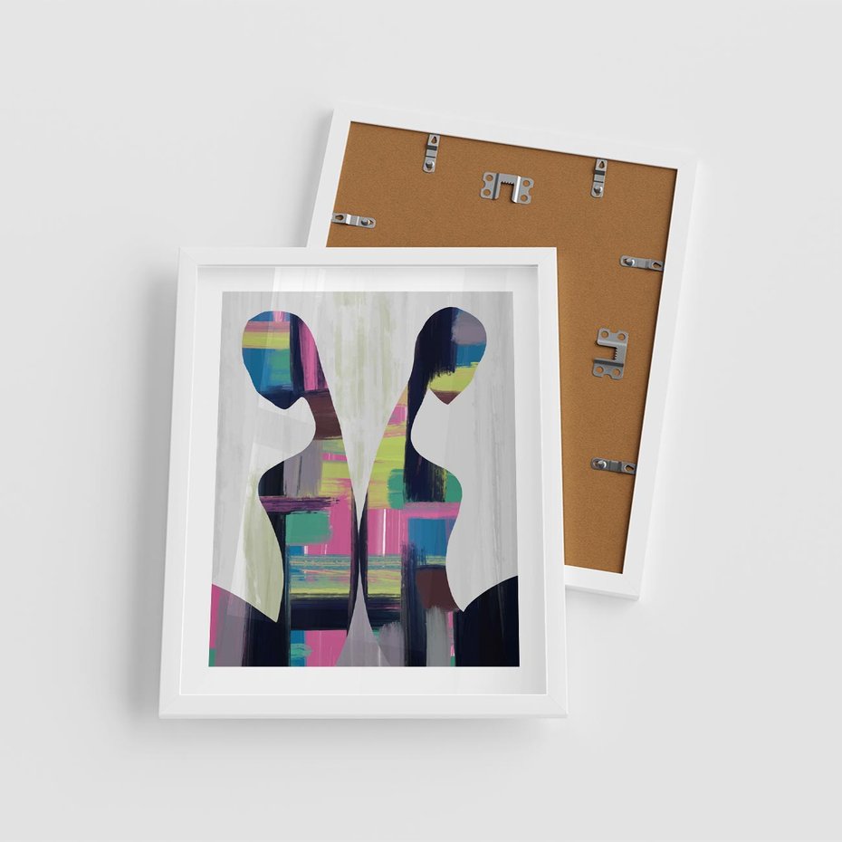 Plakat w ramie 40x50 - Nowa Era - abstrakcyjny plakat, nowoczesna sztuka - rama biała