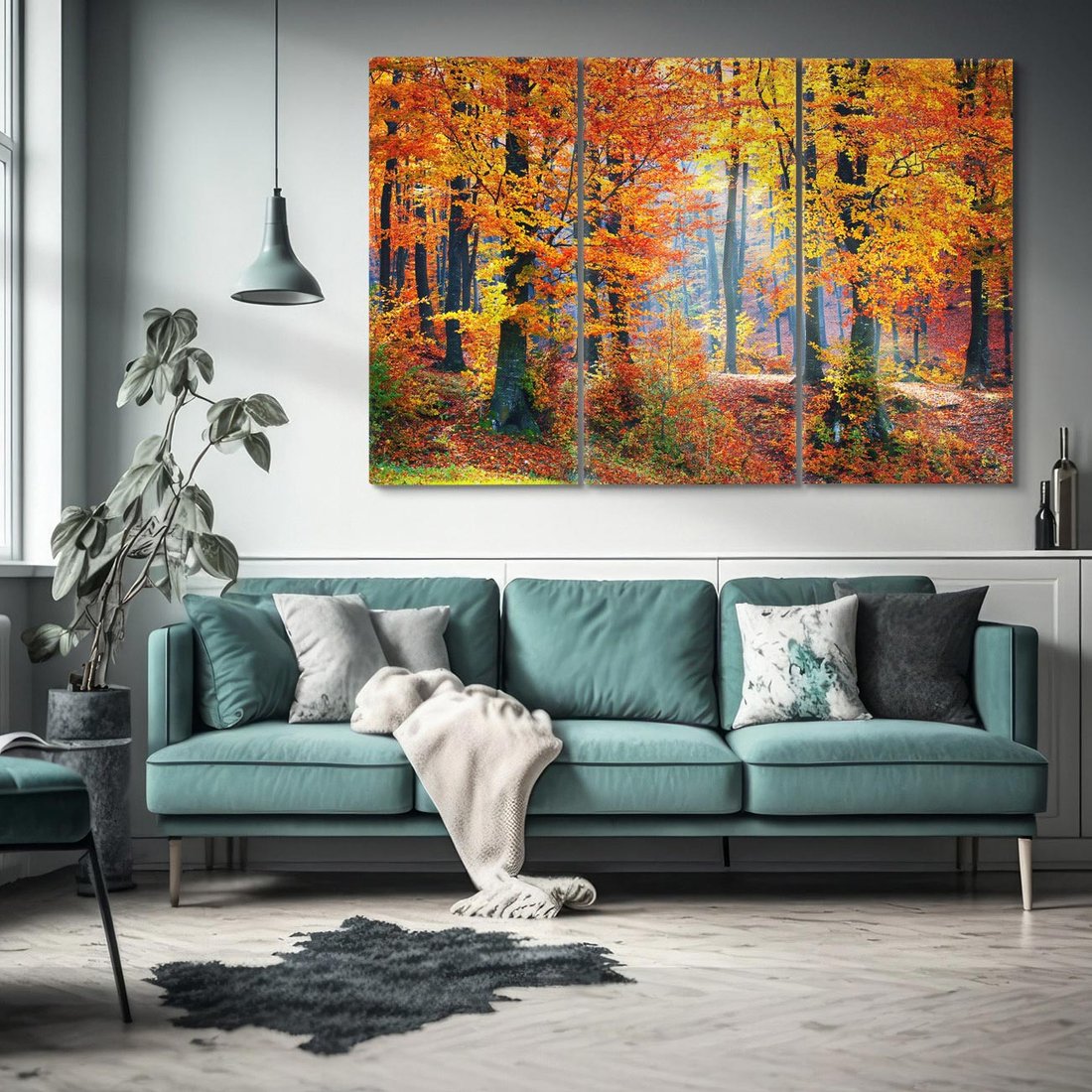 Obraz na płótnie 120x80 - Jesienny taniec lasu - jesień, las