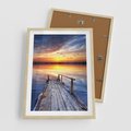 Plakat w ramie 50x70 - Zachód słońca na pomostcie - pomost, zachód - rama drewno