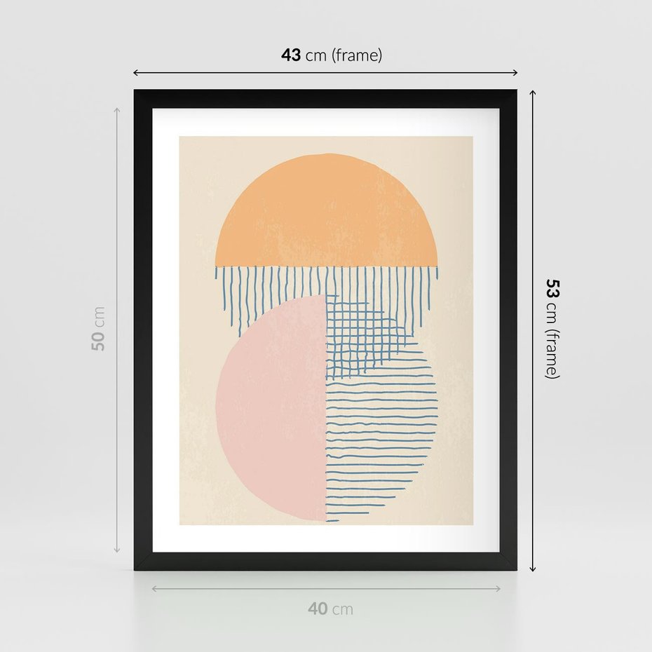 Plakat w ramie 40x50 - Migotliwe Wzory - geometryczne kształty, koła - rama czarna