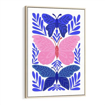 Obraz w ramie 80x120 - Delikatna Symfonia Natury - motyle, rośliny - rama drewno