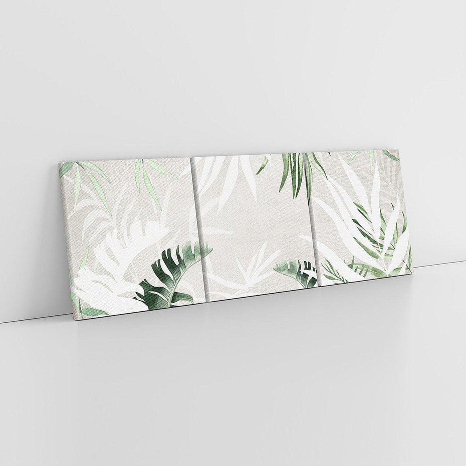 Obraz na płótnie 150x50 - Zielony Raj - monstera, palmy