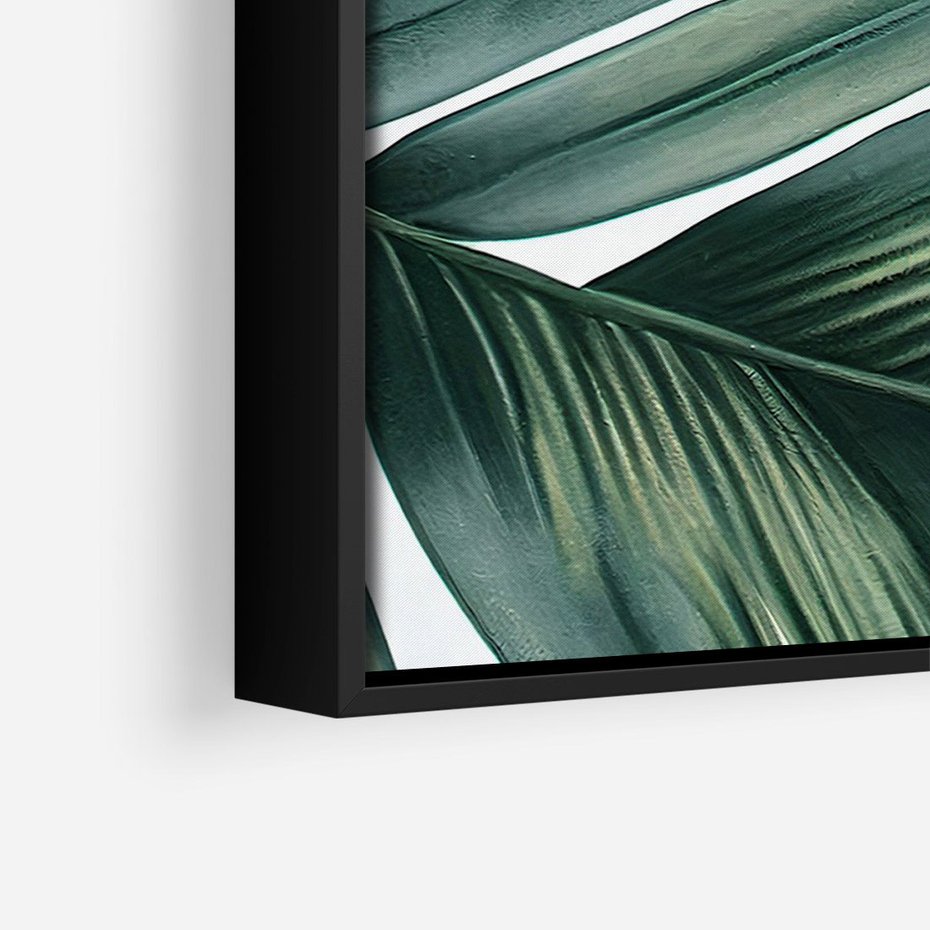Obraz w ramie 50x70 - Ruchome liście czasu - liście palmy, tropikalne - rama czarna