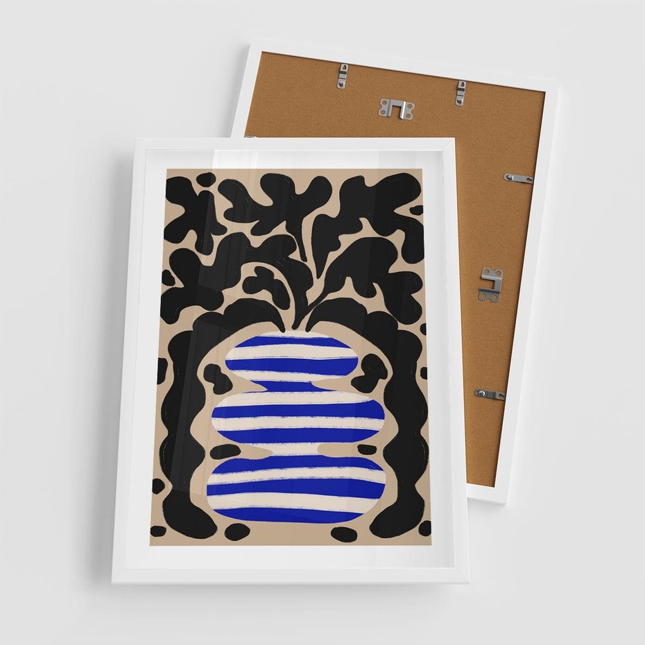 Plakat w ramie 50x70 - Boho Wizje - abstrakcyjny plakat, ciekawe formy - rama biała