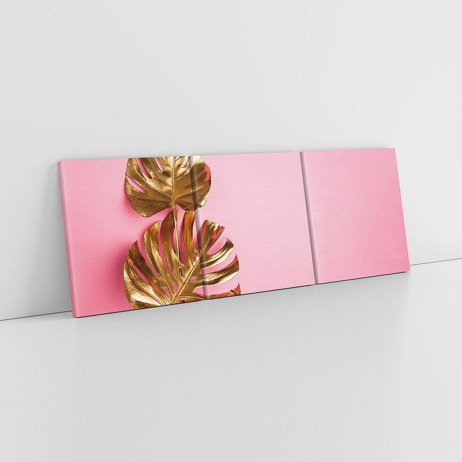 Obraz na płótnie 120x40 - Luksusowa Elegancja - złote, liście