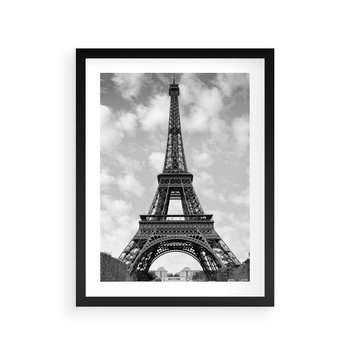 Plakat w ramie 40x50 - Nocna panorama Paryża z wieżą Eiffla - Eiffla, Paryż - rama czarna