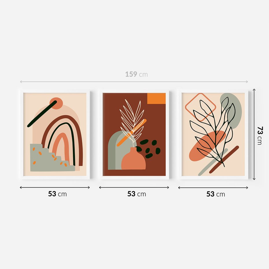 Zestaw obrazy w ramie 50x70 galeria - Boho, plakaty, do, salonu, sypialni - rama biała