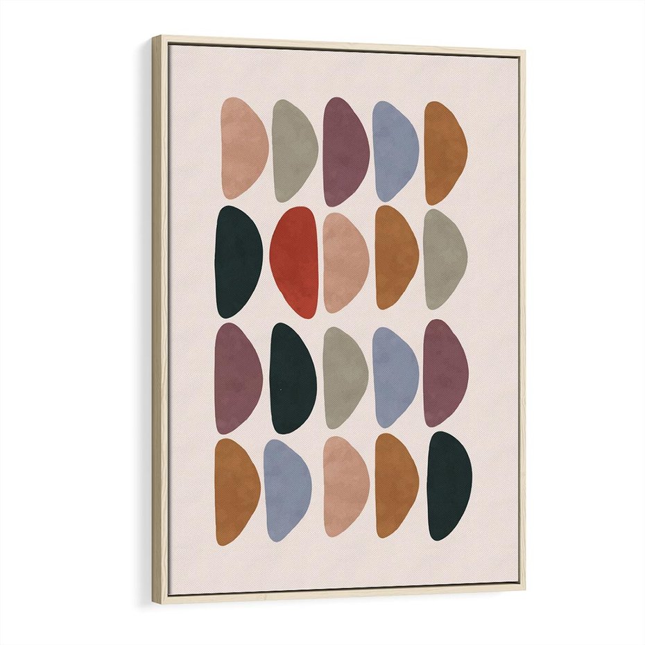 Obraz w ramie 70x100 - Granice Boho - abstrakcyjny obraz, geometryczna kompozycja - rama drewno