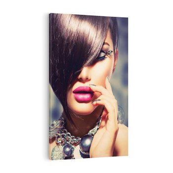 Obraz na płótnie 80x120 - Kobiecy urok w makijażu i fryzurze - makijaż, fryzura