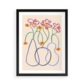 Plakat w ramie 50x70 - Migocące Pastelowe Impresje - minimalistyczny abstrakcyjny obraz, prymitywne kwiatki - rama czarna