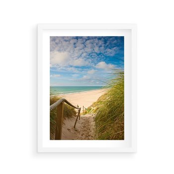 Plakat w ramie 40x50 - Spokojna plaża nad Bałtykiem - plaża, Bałtyk - rama biała
