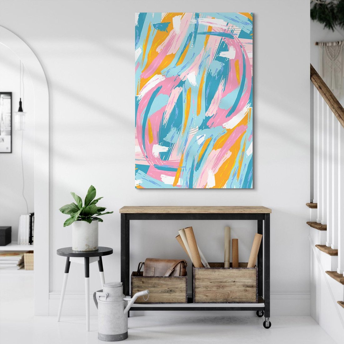 Obraz na płótnie 50x70 - Refleksje w krainie abstrakcji - abstrakcja, energiczne pociągnięcia pędzla