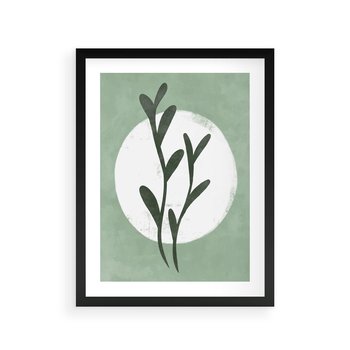 Plakat w ramie 30x40 - Kształty Zielonego Ukojenia - zielony plakat, roślinne motywy - rama czarna