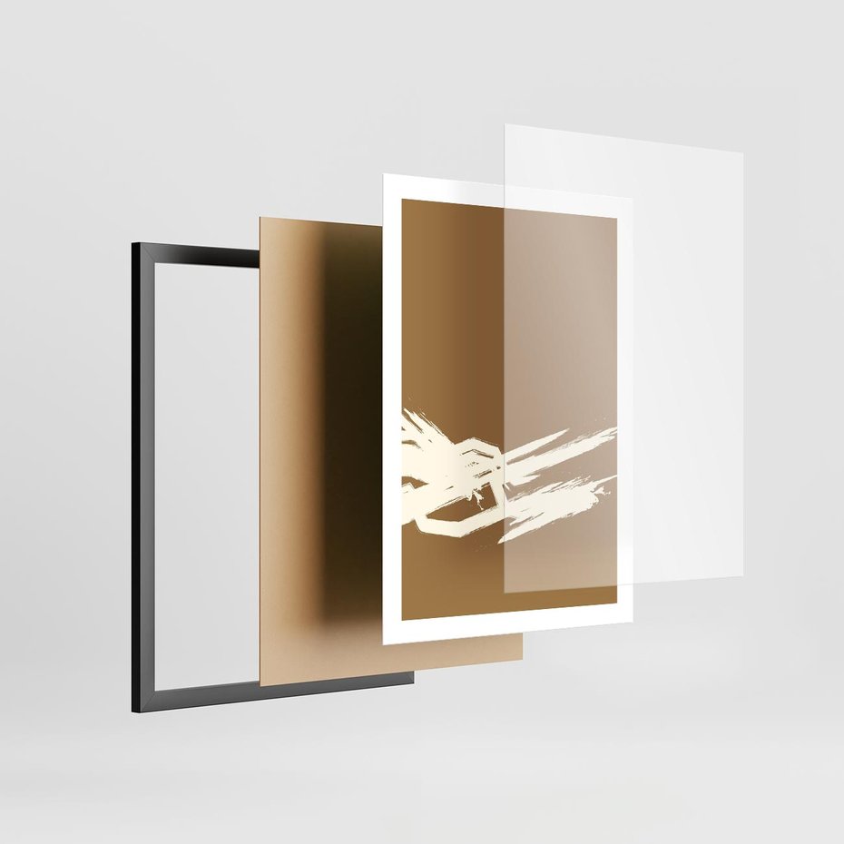 Plakat w ramie 50x70 - Taniec Energii - abstrakcyjne kreski, maźnięcia - rama czarna