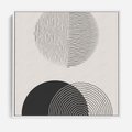 Obraz w ramie 50x50 - Przenikająca Rzeczywistość - abstrakcyjna kompozycja, okręgi i półokręgi - rama biała
