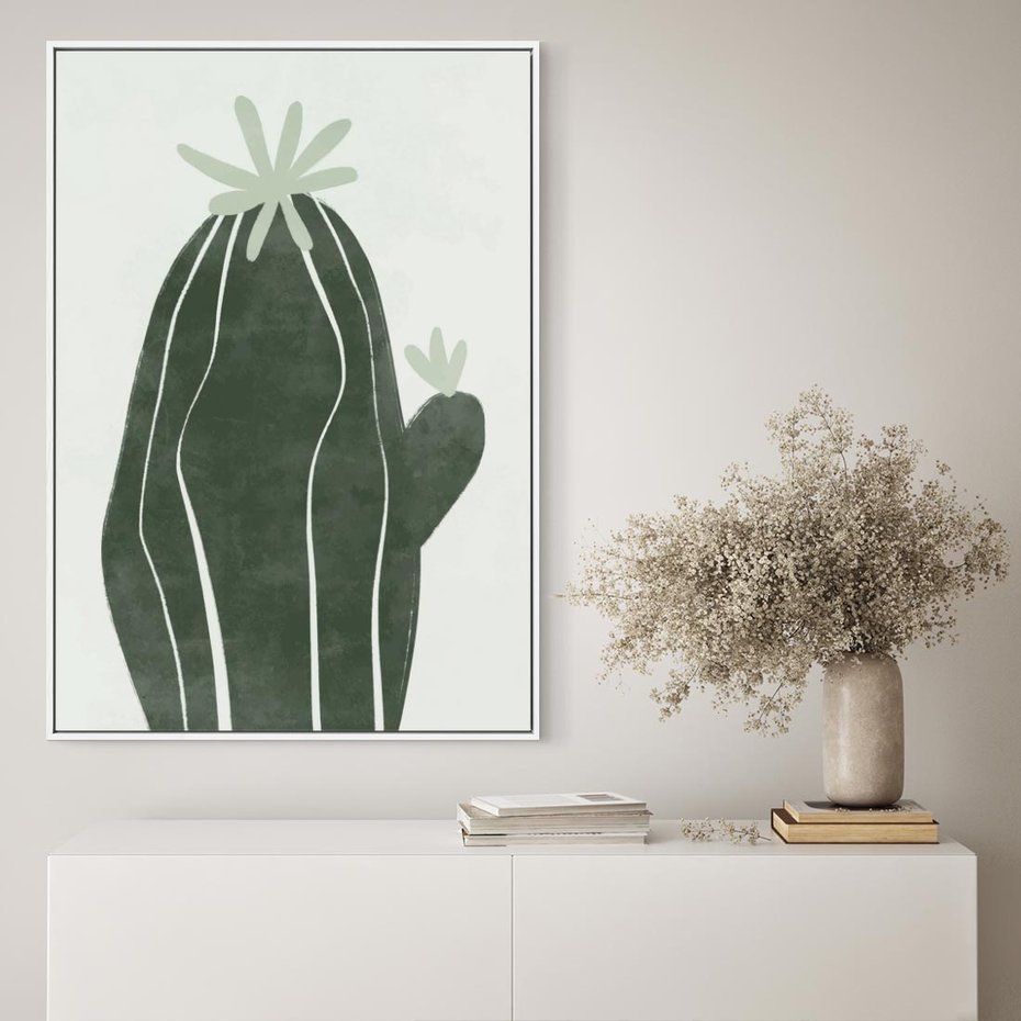 Obraz w ramie 80x120 - Zieleń Inspirującego Życia - zielony plakat, minimalizm - rama biała