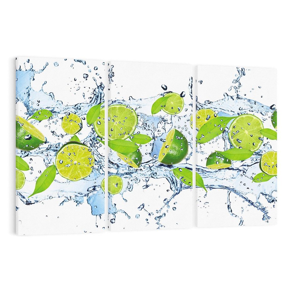 Obraz na płótnie 120x80 - Świeżość limonki i błękity wody - limonka, woda