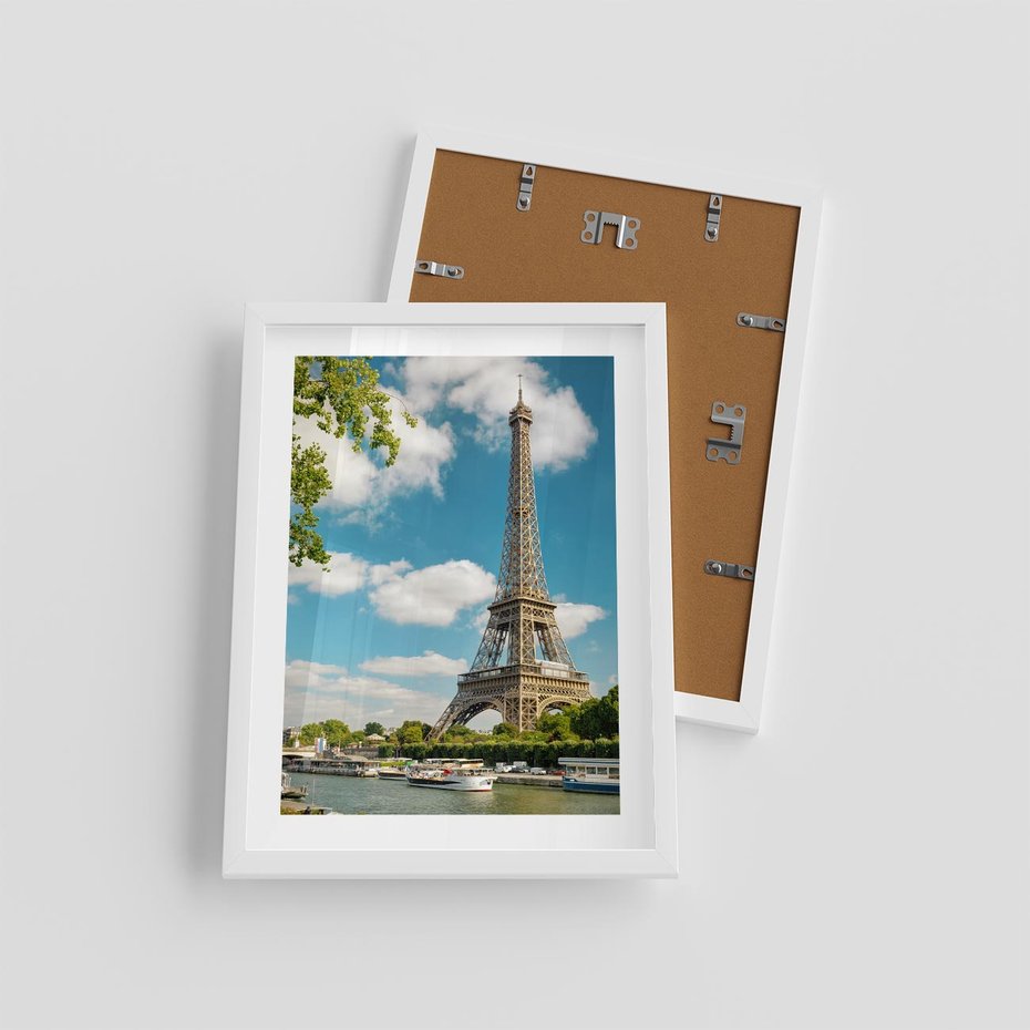 Plakat w ramie 30x40 - Paryż Eiffla - Paryż, Eiffla - rama biała