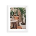 Plakat w ramie 30x40 - Boho Oaza: Kaktusy w Doniczkach - rośliny kaktusy w doniczkach, boho wnętrze - rama biała