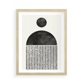 Plakat w ramie 50x70 - Księga Wibracji - abstrakcyjne czarno białe formy, minmalizm - rama drewno