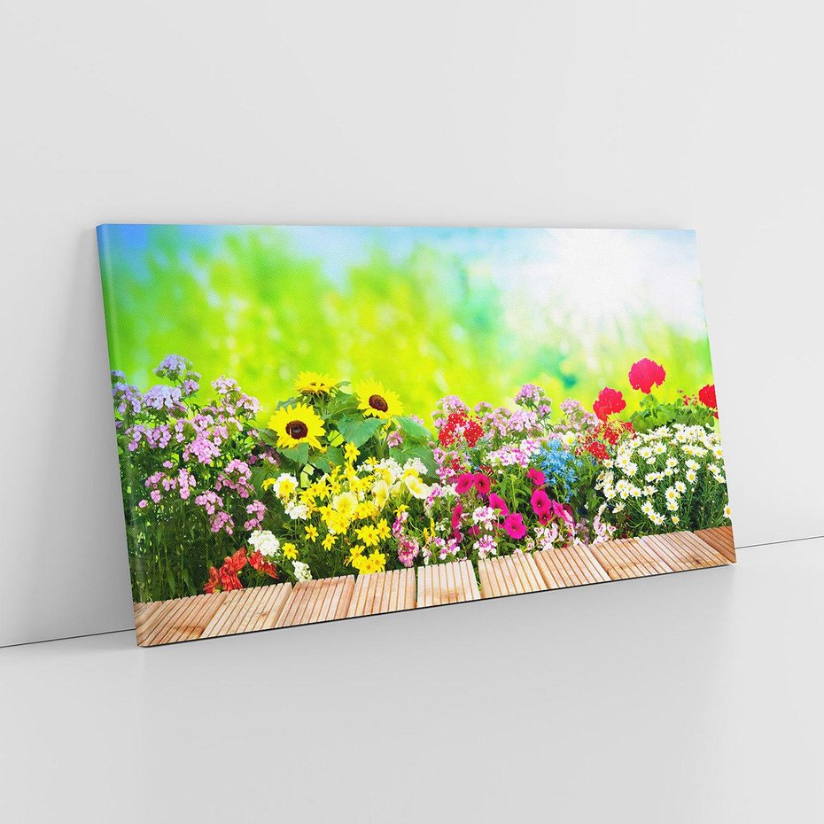 Obraz na płótnie 120x60 - Energiczny ogród - kwiaty, ogród