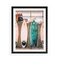 Plakat w ramie 50x70 - Deski Surfingowe w Pionie - deski surfingowe, ustawione pionowo - rama czarna
