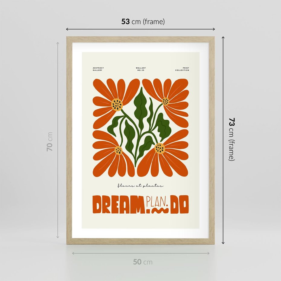 Plakat w ramie 50x70 - Księga Abstrakcji - sztuka nowoczesna, kolorowe kwiaty - rama drewno