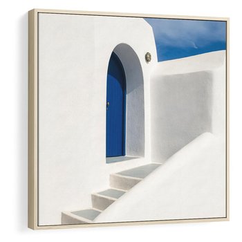 Obraz w ramie 50x50 - Powitanie Wyspy - Santorini, drzwi - rama drewno