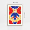Obraz w ramie 80x120 - Eklektyczny Majestat - wyrazista grafika, mocne kolory czerwień niebieski żółty - rama drewno