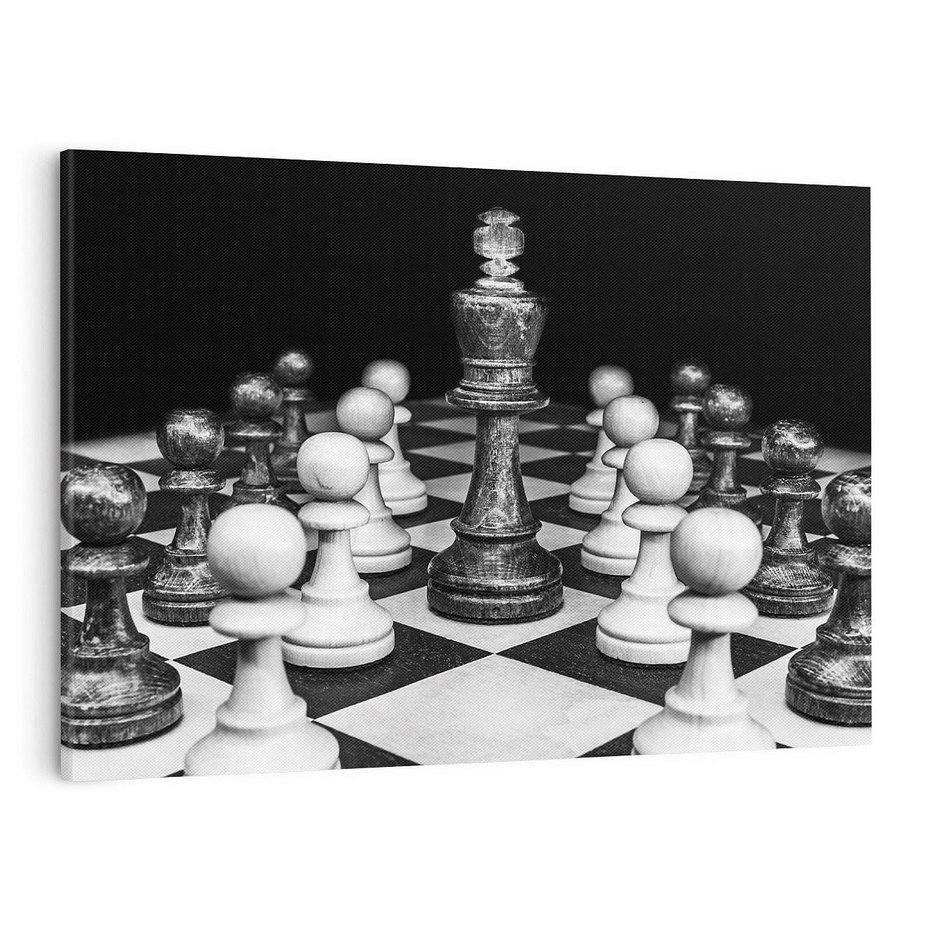 Obraz na płótnie 100x70 - Wzruszający Taniec na Szachownicys - szachy, gra