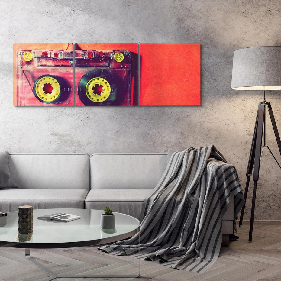 Obraz na płótnie 150x50 - Kaseta - Muzyka Retro - kaseta, muzyka