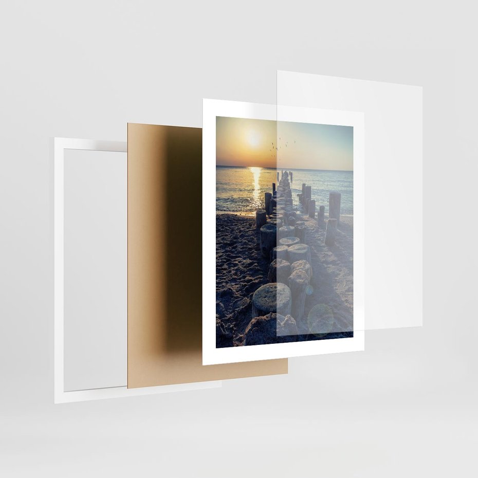 Plakat w ramie 40x50 - Zachód Słońca nad Morzem - morze, zachód - rama biała