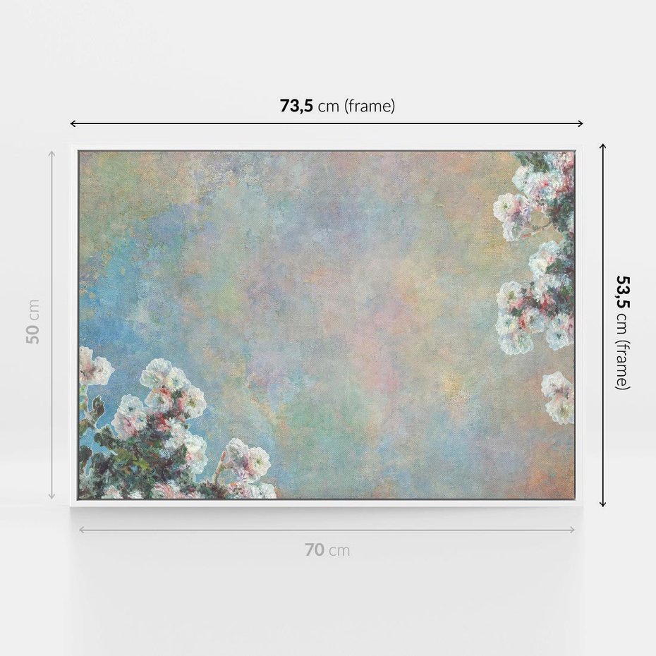 Obraz w ramie 70x50 - Księżycowy sen artysty - subtelny obraz olejny, minimalizm - rama biała