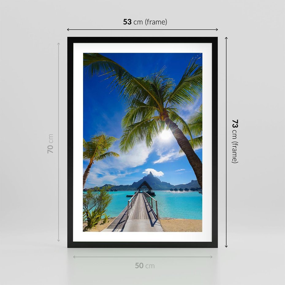 Plakat w ramie 50x70 - Tropikalne palmy nad oceanem - palmy, ocean - rama czarna